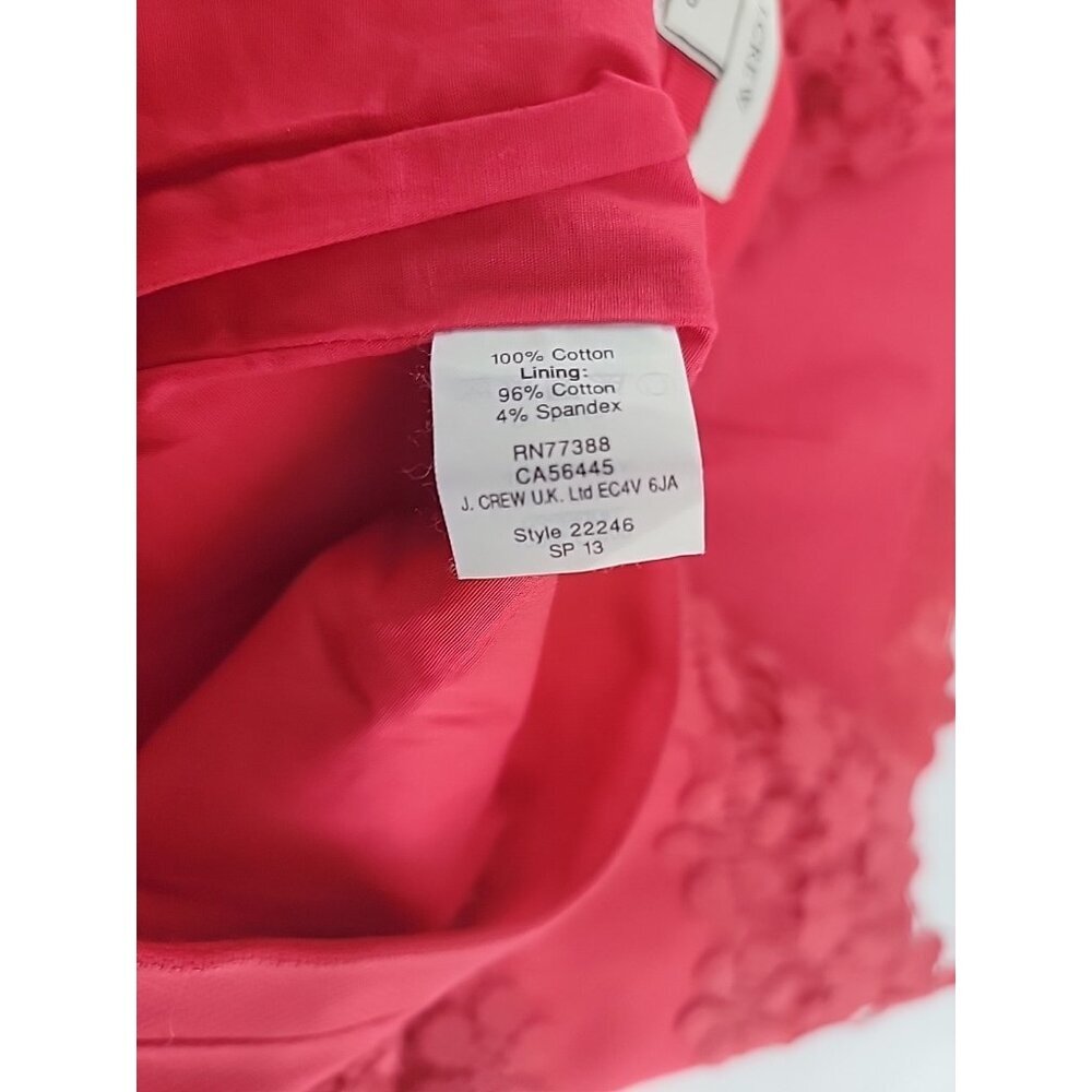 J. Crew Daisy Floral Crochet Lace Mini Skirt Size 00 Red Pink Emblished Preppy - Picture 9 of 11